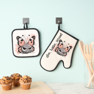Grumpy Butterfly Ofenhandschuh & Topflappen-Set