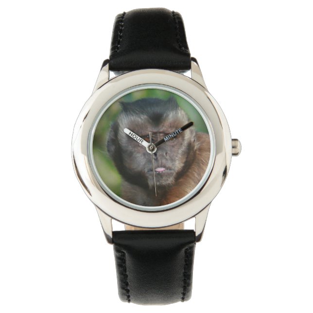 Grumpy Capuchin Monkey Face Armbanduhr (Vorderseite)