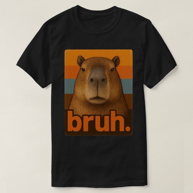 Grumpy Capybara “bruh” Meme – Funny Retro Animal  T-Shirt (Design vorne)
