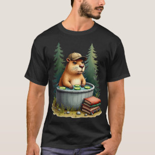 Grumpy Capybara Camping Whirlpool Entspannungsdesi T-Shirt