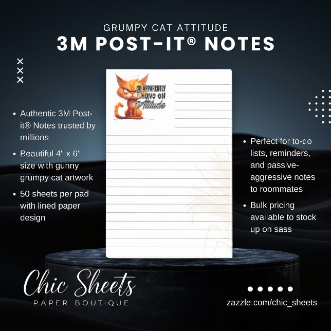 Grumpy Cat-Attitüde-linierte 3M Post-it® Notizen (Von Creator hochgeladen)