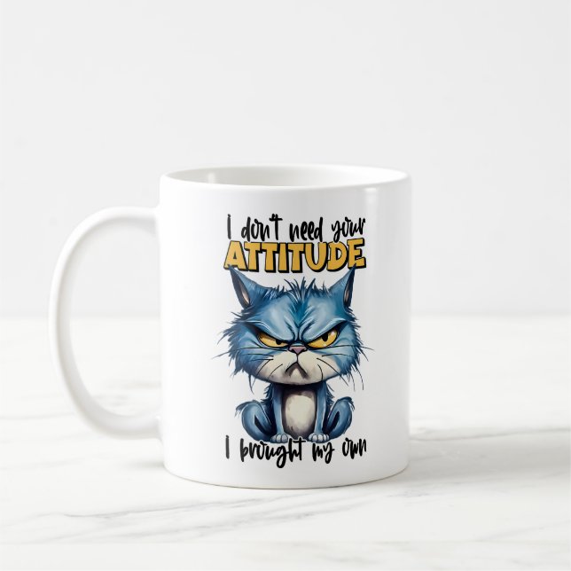 Grumpy Cat Attitute Funny Animal Sarcasy Sprichwor Kaffeetasse (Links)