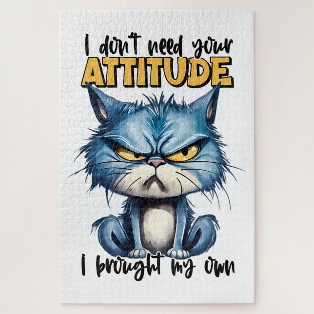 Grumpy Cat Attitute Funny Animal Zitat Puzzle (Vertikal)