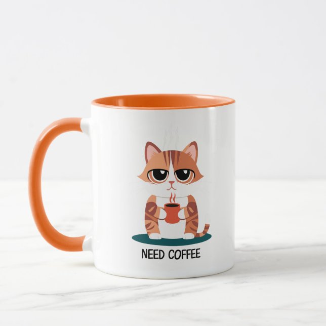 Grumpy Cat "BRAUCHE KAFFEE" Tasse | Süße getigerte (Links)