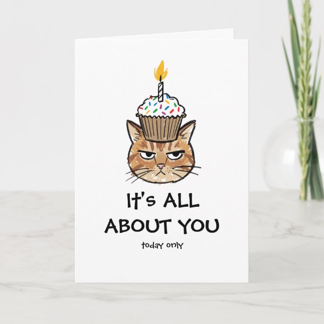 Grumpy Cat Cupcake "Alles dreht sich um dich" Lust Karte (Vorderseite)