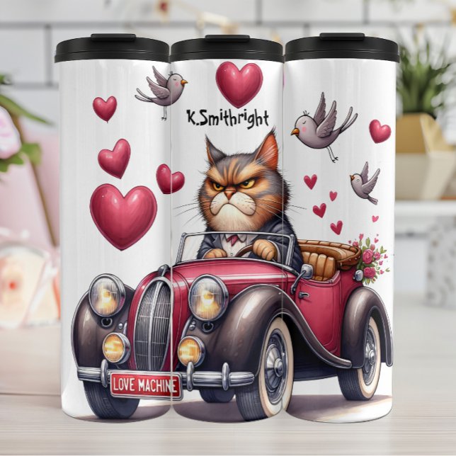 Grumpy Cat Driving Liebe Machine Thermosbecher (Von Creator hochgeladen)