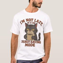 Grumpy Cat “Energy-Saving Mode” Funny Quote Design T-Shirt