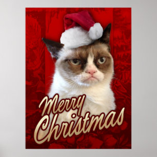Grumpy Cat Frohe Weihnachten Poster