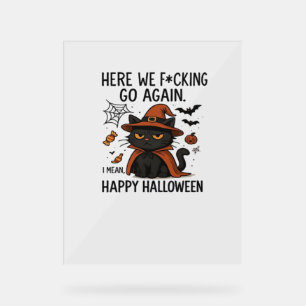 Grumpy Cat Halloween Klassischer T - Shirt Acrylschild