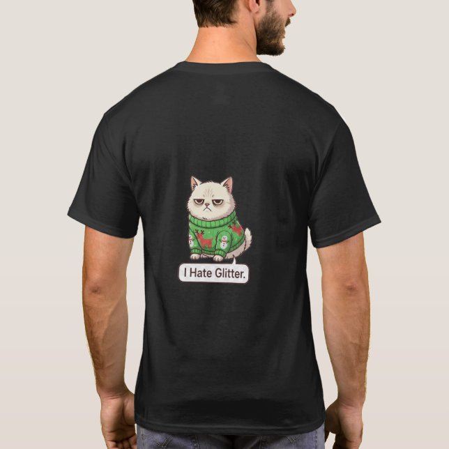 Grumpy Cat  Hasst Glitter Hässlicher Weihnachtspul T-Shirt (Rückseite)