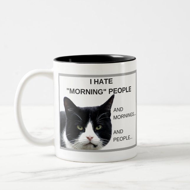 Grumpy Cat "I Hate Morning People" Kaffee Tasse! Zweifarbige Tasse (Links)