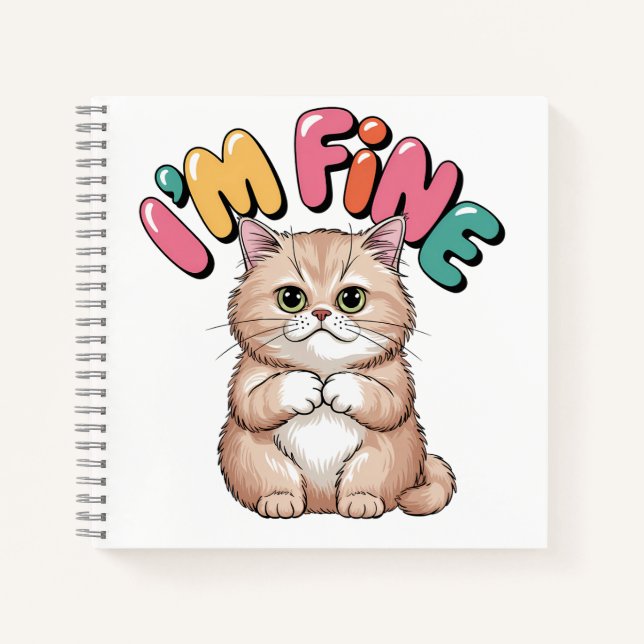 Grumpy Cat "I'm Fine" Funny Cartoon Shirt Notizbuch (Vorderseite)