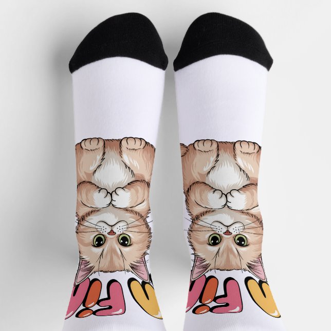 Grumpy Cat "I'm Fine" Funny Cartoon Shirt Socken (Oben)