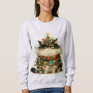 Grumpy Cat In Christmas Lights Funny Cat Sweatshirt