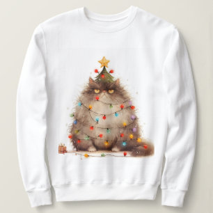 Grumpy Cat In Christmas Lights Funny Cat Sweatshirt