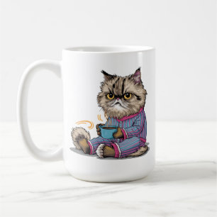 Grumpy Cat in Pajamas mit Kaffee Kaffeetasse