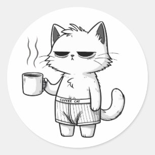 Grumpy Cat Kaffee-Tasse Muster Runder Aufkleber