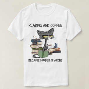 Grumpy Cat Lesen und Kaffee T-Shirt