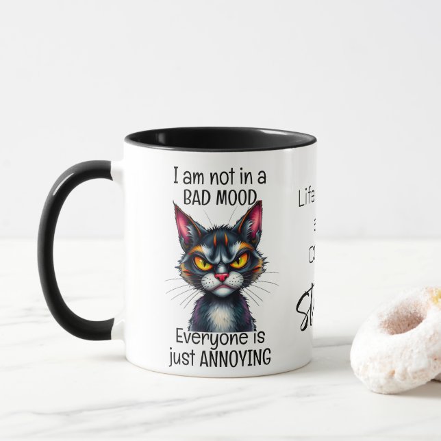 Grumpy Cat Life beginnt nach dem Kaffee-Zitat Tasse (Mit Donut)