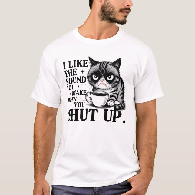 Grumpy Cat mit Coffee Funny Morning Design 😼 ☕ T-Shirt (Vorderseite)