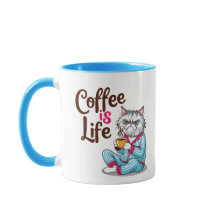 Grumpy Cat mit dem Tasse "Coffee is Life"