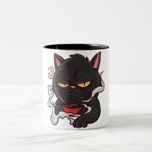 Grumpy Cat mit Kaffee Zweifarbige Tasse