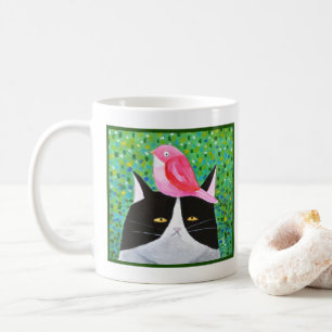 Grumpy Cat mit rotem kleinen Vogel Funny Cat Lover Kaffeetasse