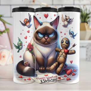 Grumpy Cat mit Voodoo Doll Thermosbecher