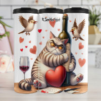 Grumpy Cat mit Weinflasche