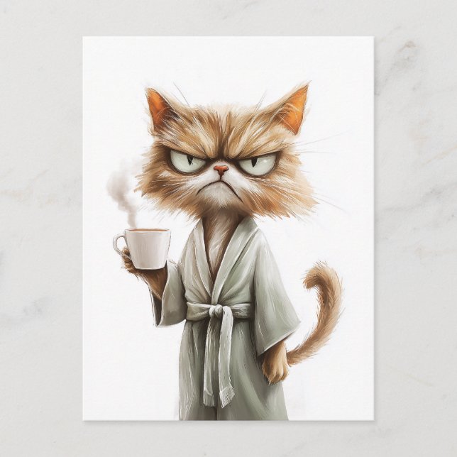 Grumpy Cat Needs Kaffee Feiertagspostkarte (Vorderseite)