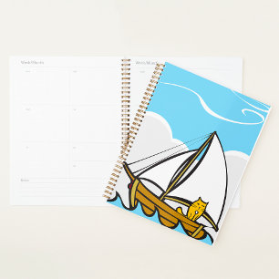 Grumpy Cat on Sailboat Funny Nautical Cartoon Planer