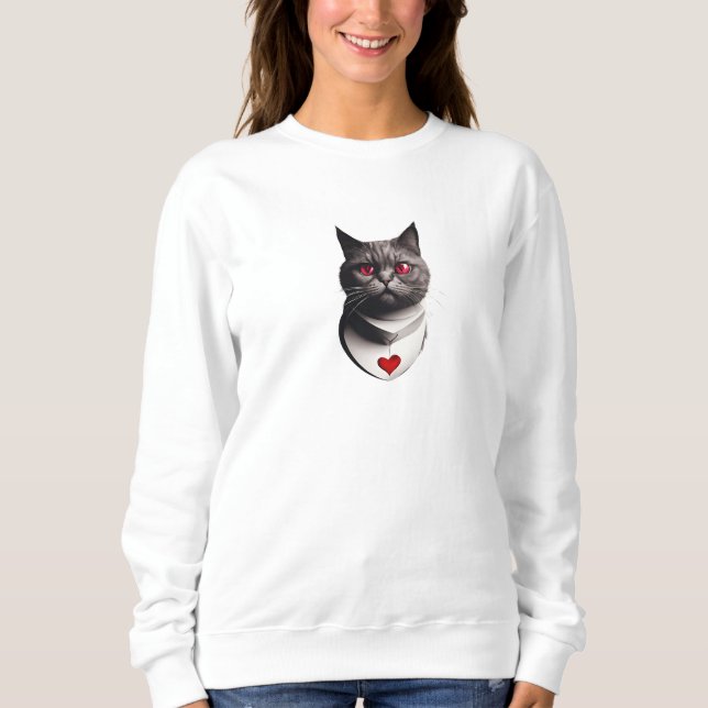 Grumpy Cat Shirt with Red Eyes & Heart Collar – Fu (Vorderseite)