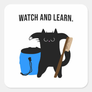 Grumpy Cat Teaches Climbing Collection Quadratischer Aufkleber