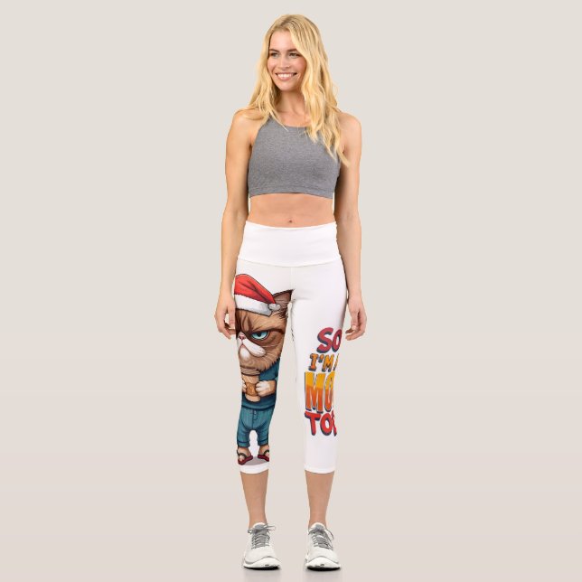 Grumpy Cat Weihnachtszeit Capri Leggings (Vorderseite)
