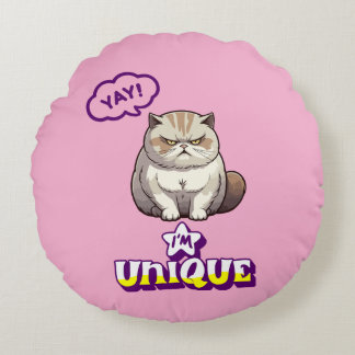 Grumpy Cat "YAY! I'm Unique" Funny  Rundes Kissen