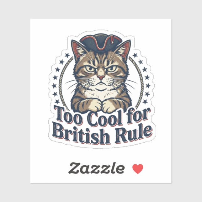 Grumpy Cat Zu Cool für die britische Herrschaft 4. Aufkleber (Blatt)