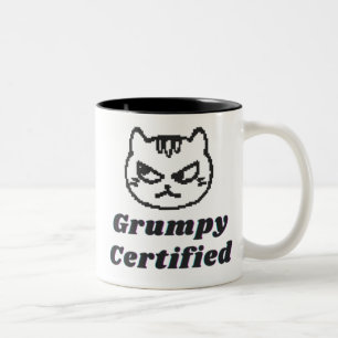 "Grumpy Certified" Funny Cat Meme Design Zweifarbige Tasse