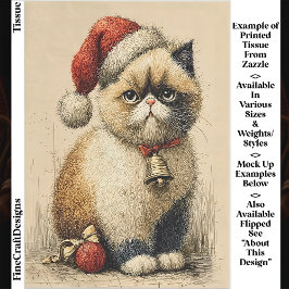 Grumpy Christmas Cat EB1L Decoupage Seidenpapier
