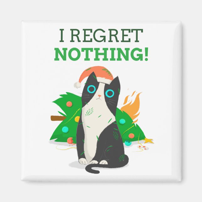 Grumpy Christmas Cat Magnet (Vorne)