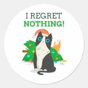 Grumpy Christmas Cat Runder Aufkleber