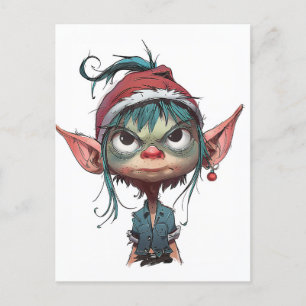 Grumpy Christmas Elf Attitude Feiertagspostkarte