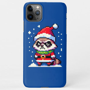 Grumpy Christmas Raccoon - Funny Pixel Art Holiday iPhone 11Pro Max Hülle