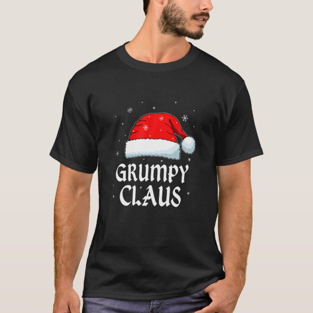 Grumpy Claus Weihnachtsmannmütze Weihnachtsfamilie T-Shirt (Vorderseite)