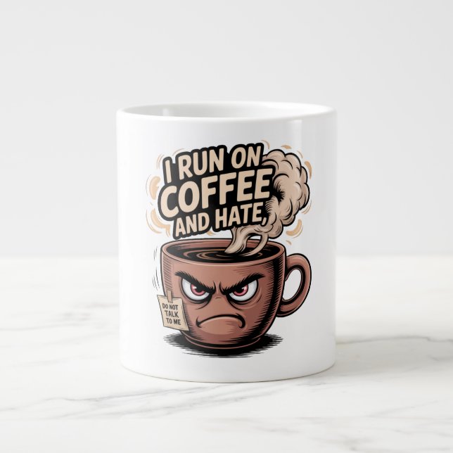 Grumpy Coffee Tasse - Ich laufe auf Kaffee und Has (Vorderseite)
