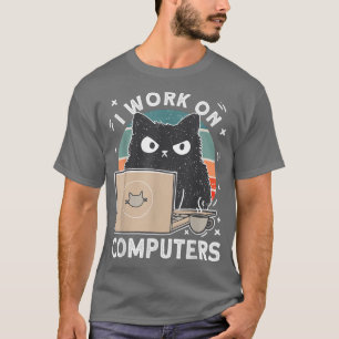 Grumpy Computer Cat Ich arbeite auf Computer Chat  T-Shirt