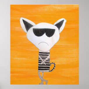 Grumpy coole Katze mit Sonnenbrillenkunst Poster