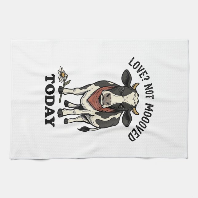Grumpy Cow Valentine mürrisches Bauernhof Humor Sh Geschirrtuch (Horizontal)