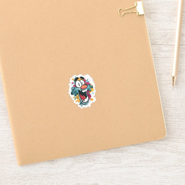 Grumpy Cute Monster Sticker – Quirky Cartoon Face (Notizbuch)