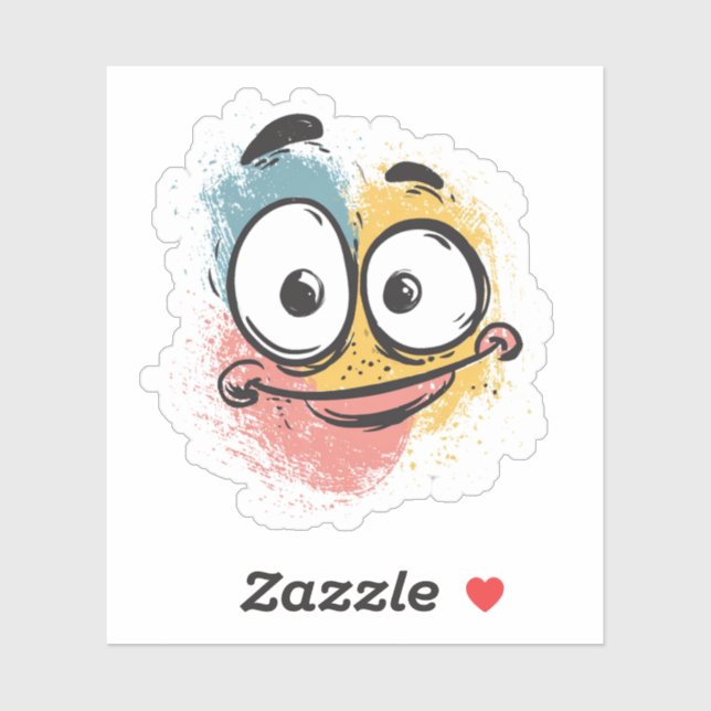 Grumpy Cute Monster Sticker – Quirky Cartoon Face (Blatt)