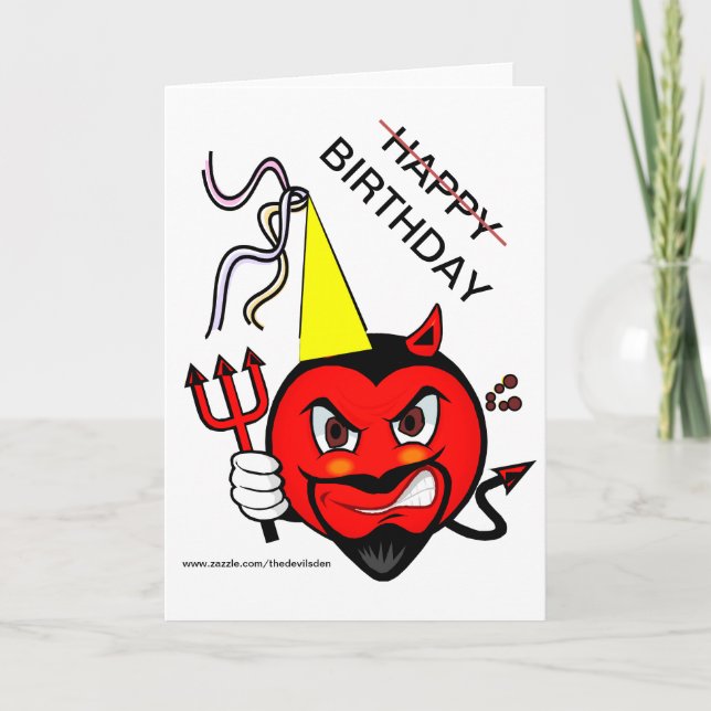Grumpy Devil Happy Birthday Card Karte (Vorderseite)